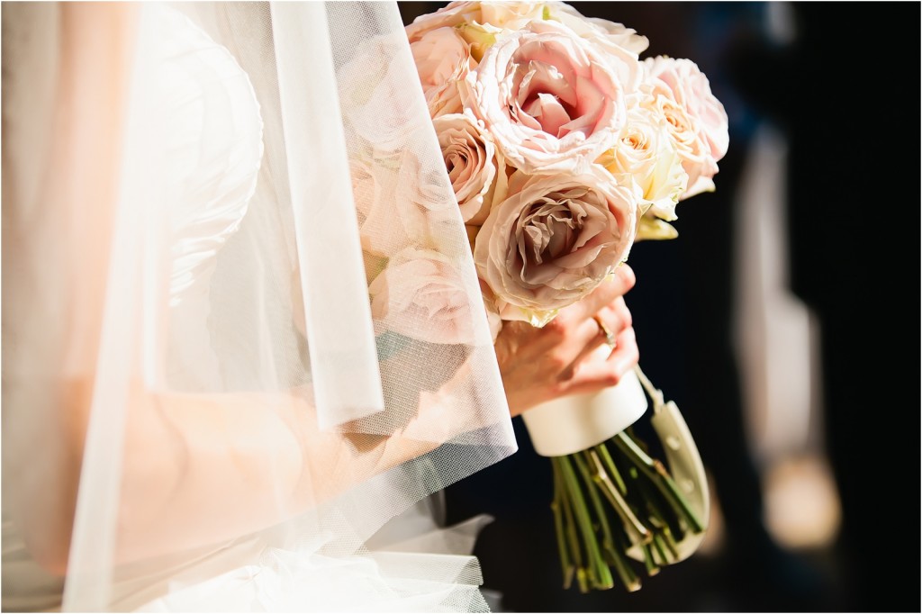 pink blush roses wedding bouquet