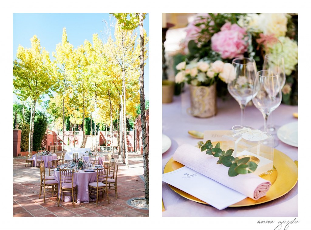 pink and gold decor at Villa Padierna wedding