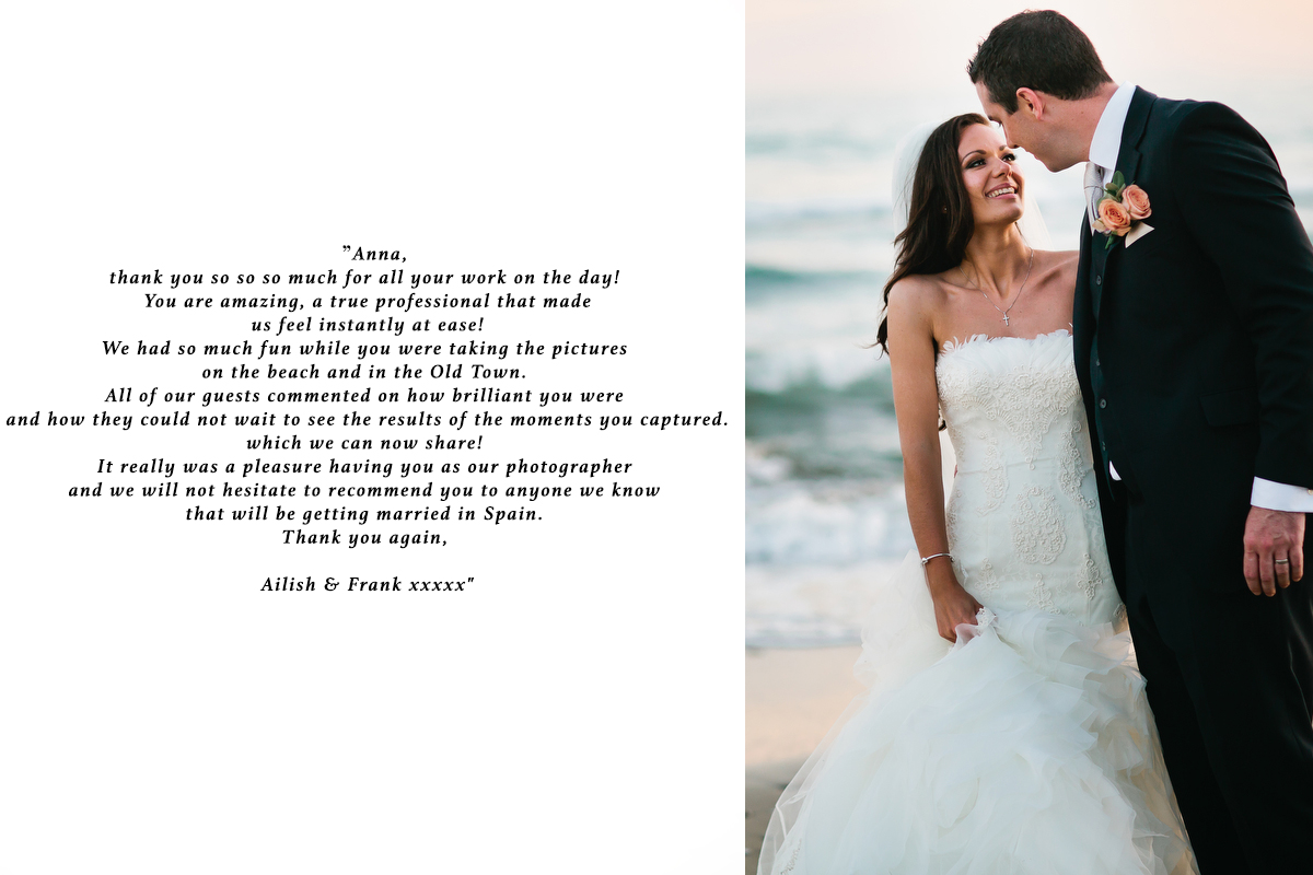 wedding photographers Marbella client testimonials reviews