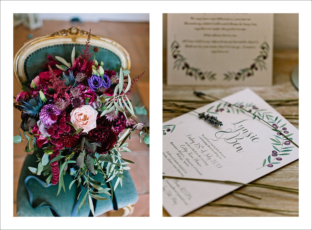 wedding stationery and flowers