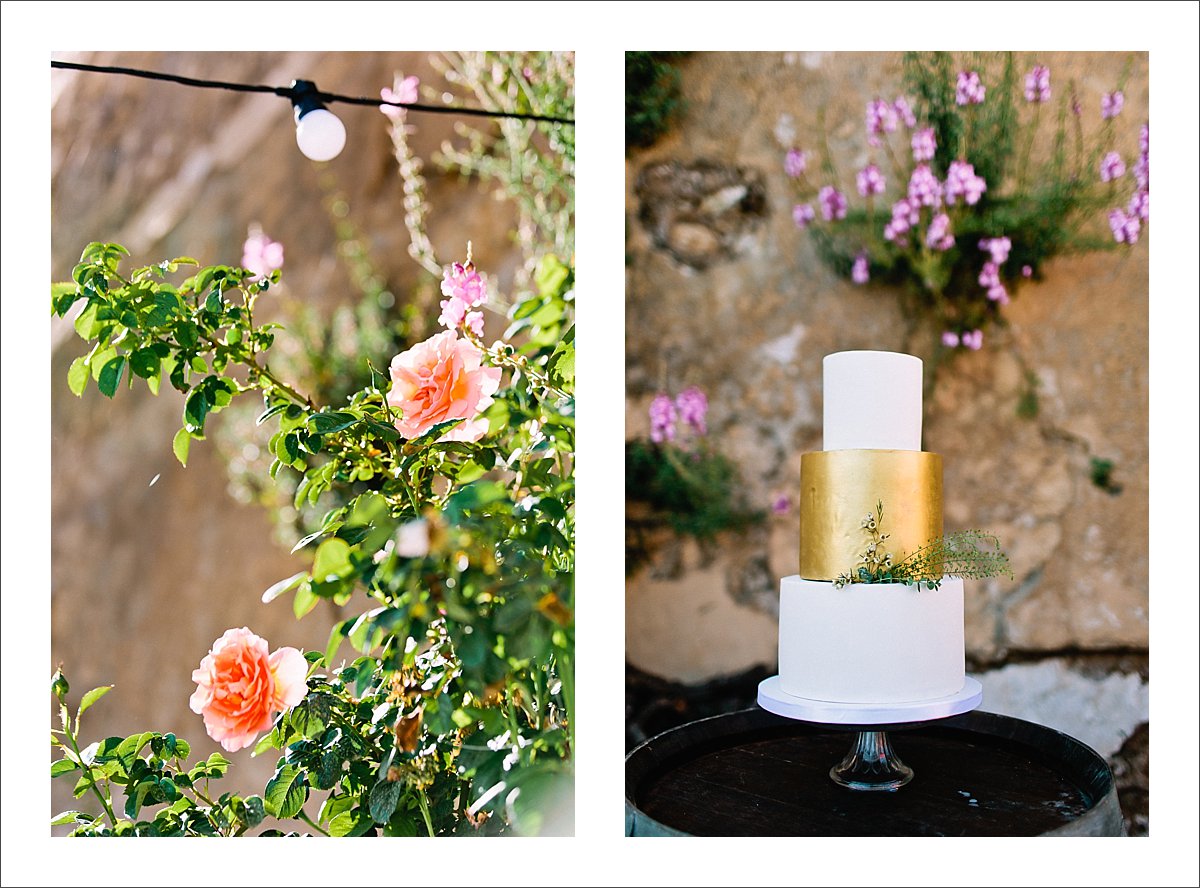 white and gold wedding cake Descalzos Viejos Ronda wedding