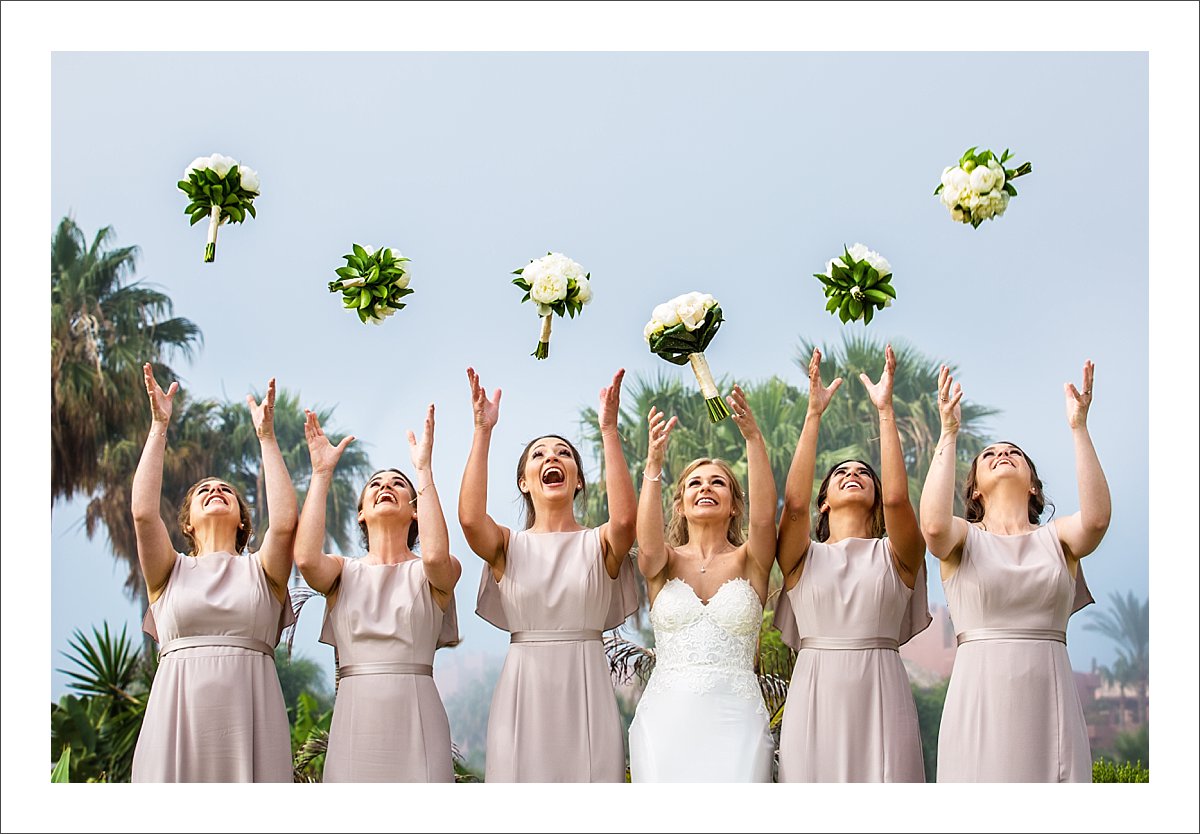 bride and bridesmaids portrait wedding in Spain