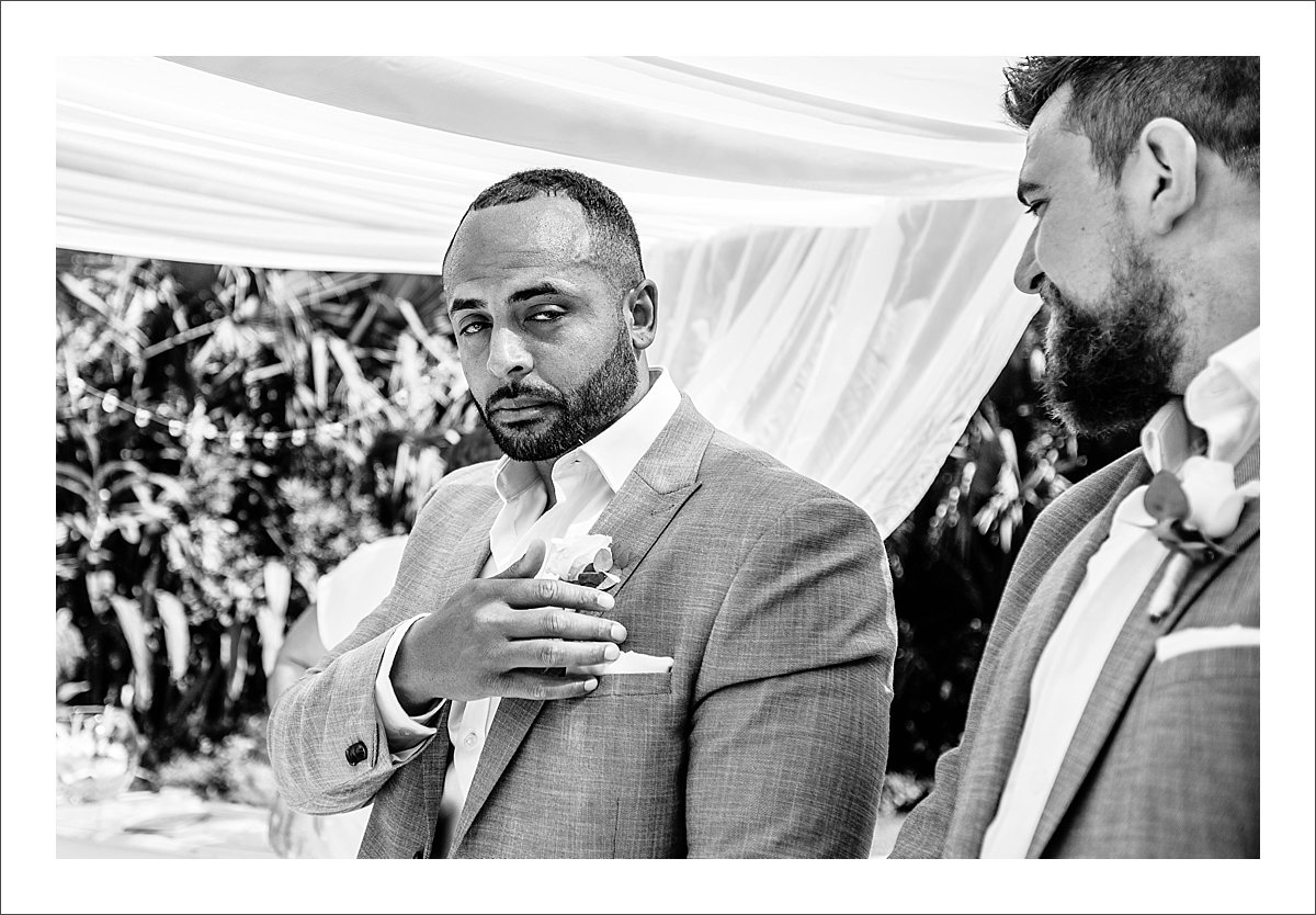 groom in tears at a wedding in Finca La Concepcion