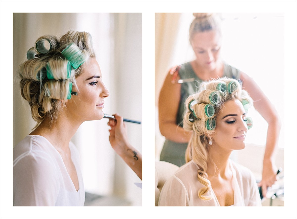 bride getting ready at villa cisne wedding