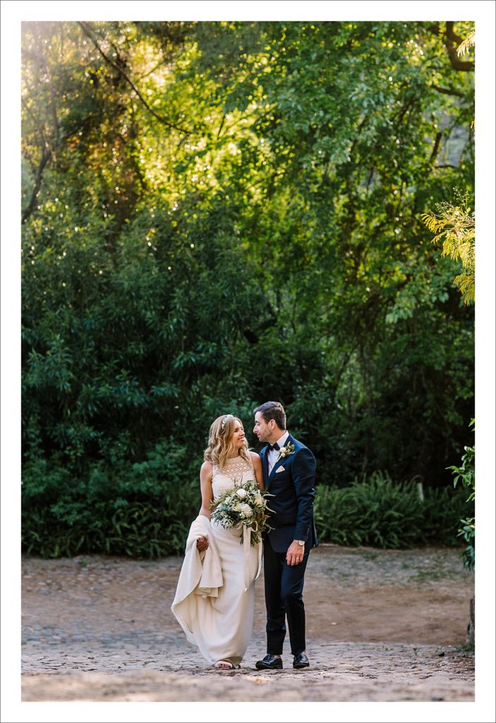 bride and groom portraits at sunset